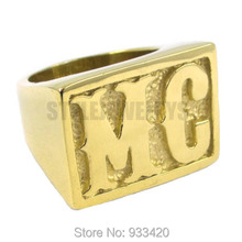 Free shipping! Motorcycles MC Ring Stainless Steel Jewelry Gold Punk Motor Biker Men Ring SWR0284 2024 - buy cheap