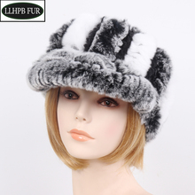 2019 New Lady Real Fur Beanies Hats Good Elastic Knitted 100% Natural Rex Rabbit Fur Caps Women Winter Warm Soft Genuine Fur Cap 2024 - buy cheap