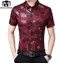MIACAWOR-Camisa de manga corta para Hombre, ropa Masculina de diseño de marca, informal, ajustada, C503 2024 - compra barato
