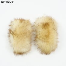 OFTBUY 100% Real Fur Cuffs Big Natural Raccoon Fur Fox Fur Winter New Fashion 2024 - buy cheap