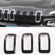 For Jeep Cherokee 2014-16 3Pcs/Set ABS Exterior Car Styling Front Center Grill Mesh Grille Decor Frame Trim Cover 2024 - buy cheap