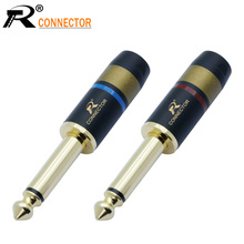 10pcs Luxury Jack 6.35 Gold-plated Audio Plug Connector 6.35mm MONO Plug Assembly Microphone Connector Blue & Red 2024 - buy cheap