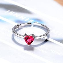 Shuangshuo Korean Style Red Stone Heart Finger Ring Female Wedding Rings For Women Girl Red Heart Crystal Jewelry Gifts 2024 - buy cheap