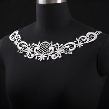 3Piece 30X 11cm White/ Black Polyester Floral Flower Motif Venise Lace Collar Trim Lady Dress Decor YL0069 2024 - buy cheap