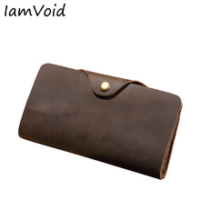 IamVoid Men's classical vintage leather wallet Raw Natural Crazy Horse Cowhide Genuine Leather Purse for Men Card Holder Wallet 2024 - buy cheap