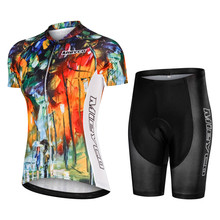 Women Cycling Jersey Sets Ropa De Ciclismo Summer Road Bike Clothing Team Cycling Clothes Set Oil Paint Bib Short Pant Tops Wear 2024 - buy cheap