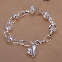 wholesale silver plated bracelet,925 fashion Silver jewelry charm bracelet heart chain Bracelet for women/men SB123 2024 - buy cheap