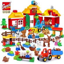 GOROCK-granja feliz con animales, juego de bloques de construcción para niños, regalos DIY, Compatible con juguetes de bebé de gran tamaño 2024 - compra barato
