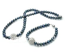 Conjunto de joyería recién llegado, collar de perlas de agua dulce de Color negro, reina de lujo, AA, 6-7MM, joyería de moda, Envío Gratis 2024 - compra barato