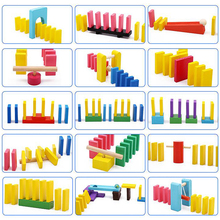 Brinquedos dominó de madeira para crianças, conjunto de blocos dominó de brinquedo dominó colorido de aprendizagem precoce, jogos educacionais de brinquedos para crianças, 1 conjunto 2024 - compre barato