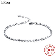 100% 925 prata esterlina pulseira quadrado coluna pulseira feminino charme jóias simples pulseira mulher charme jóias 2024 - compre barato