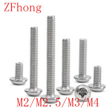 50PCS M2 M2.5 M3 M4 304 Stainless Steel Round Pan Phillips Cross Head Screws Bolt With Washer Pad Computer Machine Screws 2024 - buy cheap