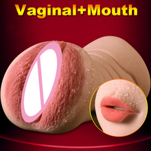Hieha 3D Garganta Profunda dientes lengua Artificial masturbador vaginal de silicona Vagina de bolsillo Real Vagina y Oral Anal juguetes sexuales para hombres 2024 - compra barato