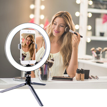 Luz de maquiagem para fotografia e selfie, com suporte de celular, anel de luz 260mm, led regulável, com controle de intensidade 2024 - compre barato
