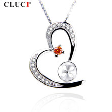 CLUCI 100% de Plata de Ley 925 forma adorable de corazón colgante de perlas blanco CZ para collar de SP315SB 2024 - compra barato