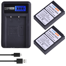 Pilhas recarregáveis e carregador lcd usb bls 1 bls1, 2 peças, para olympus esses e400 e410 e420 e450 e620 2024 - compre barato