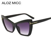 Aloz micc óculos de sol de gatinho feminino, óculos clássico de designer de marca t de tamanho grande, preto e vermelho, sombra, uv 2019, q75 2024 - compre barato