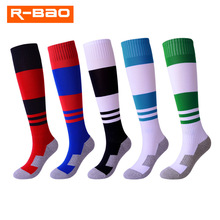 R-BAO 1 пара хлопковых детских длинных футбольных носков, противоскользящие спортивные футбольные тренировочные носки с защитой голеностопа для детей 2024 - купить недорого