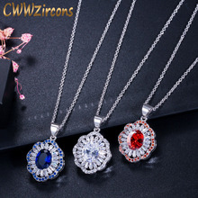 CWWZircons-Colgante de cristal de circonia cúbica para mujer, collar brillante, azul, rojo y blanco, accesorios de moda, regalo de joyería CP043 2024 - compra barato