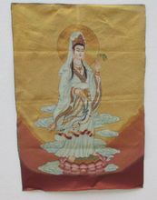 Thangka-Bordado de seda de 35,46 ", diosa guanyin, Tíbet y Nepal/3 2024 - compra barato