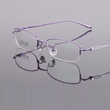 Largura-135 titânio meio quadro miopia quadros ultra leve óculos femininos marca óculos quadros para senhoras leitura de vidro 2024 - compre barato