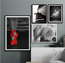 Quadros modulares de pôster de flor e sapatilhas, pinturas de parede, pop, arte, tela, preto e branco, decoração de casa, pintura de casa 2024 - compre barato