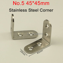 HOT 500PCS Stainless Steel Corner Brackets 45*45mm Right Angle Brackets Furniture Frame Board Support Joint Fastening Connector 2024 - buy cheap