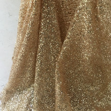 gold SEQUINS FABRIC embroidery lace fabric Wedding Dress Tulle Skirt Material fabrics for patchwork kumas telas por metros 2024 - buy cheap