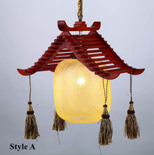 Modern quaint hand-made wood LED pendant lights Elegant rural glass E27 LED three lamps lights for stairs&porch&corridor GZY001 2024 - buy cheap