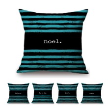 Vintage Blue Black Stripes Nordic Decoration Pillow Case Home Decor Office Chair Business Sofa Cushion Cover Cotton Linen Pillow 2024 - buy cheap