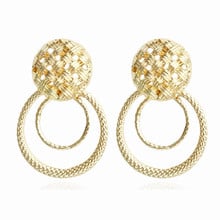 Romantic Double Layer Circle Metal Earrings Unique Round Hollow Gold Color Alloy Earrings For Girl Party Gift Bohemian Jewelry 2024 - buy cheap