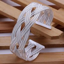 B033  free shipping sterling  bangle bracelet,   fashion jewelry Big Weaved Bangle /aflaiwsa ainaizua silver color 2024 - buy cheap