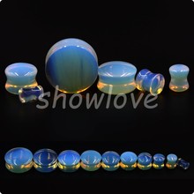 Showlove-20pcs pyrex pedra de opala natural orgânica, plugue de sela para ouvido, plugue de túnel duplo flare, expansor e piercing 2024 - compre barato