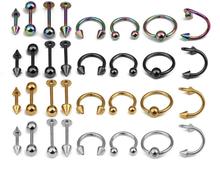 16pcs/lot Steel Belly Button Ear Segment Ring Tongue Nose Ring Lip Eyebrow Piercings Barbell Captive Bead Body Jewelry Piercing 2024 - buy cheap