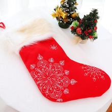 45cm Red Christmas Socks Christmas Stocking Gift Bags Xmas Snowflake Embroidery Socks Candy Bag Xmas Tree Hanging Ornaments 2024 - buy cheap