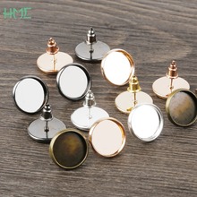 12mm 10pcs 6 Colors High Quality Iron Earring Studs(with Ear plug) Base Fit 12mm Glass Cabochons 2024 - buy cheap