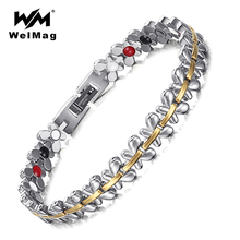 WelMag New Women Bracelets Healing Magnetic Far infrared Stainless Steel Hand Bracelet Femme Butterfly pattern Bangles 2019 2024 - buy cheap