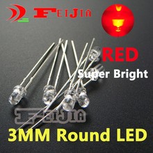 500pcs/lot 3mm Red Round LED Diode Lndicator lights Super bright [Red] IV:4000-6000MCD DC1.9-2.5V  Free Shipping 2024 - buy cheap