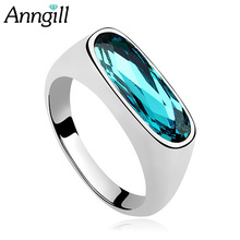 Anel de dedo feminino, anel de cristal azul da moda, feminino, cor prata, joia de casamento, noivado para mulheres, brilhante, estilo ol 2024 - compre barato