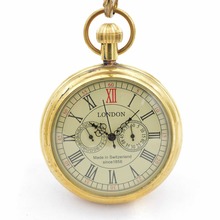 1856 Pure Cooper 3 Dials Skeleton Wind Up Mechanical Mens Pocket Watch W/Chain Nice Gift Wholesale Price H036 2024 - buy cheap