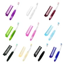 1 Set 2in1 Portable Travel Foldable Massage Hair Comb brush Folding Toothbrush Color New Deisgn 2024 - buy cheap