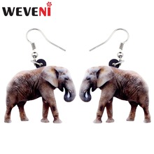 Brinco de elefante acrílico original weveni, joia pendente de animais da selva, selva, para mulheres e meninas, acessório charmoso 2024 - compre barato