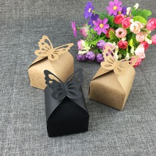 2017 200 шт./лот коричневая и белая бабочка бумажная коробка для конфет для свадьбы Подарочный подарок на день рождения 2024 - купить недорого
