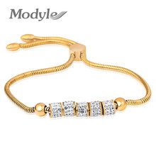 Modyle festa jóias ajustável pulseira para mulher ouro/cor prata/rosa cor do ouro brilhante cz pulseira jóias 2024 - compre barato