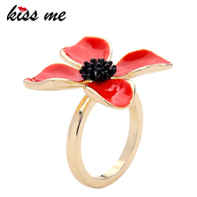 KISS ME Rings for Women Korean Fashion Zinc Alloy Enamel Flower Ring Female Luxury Brand Jewelry 2024 - buy cheap