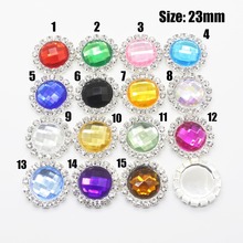 New 10pcs/lot 23mm Acrylic round rhinestone buttons flatback Wedding invitations clothing decorate DIY crafts hair scrapbooking 2024 - buy cheap