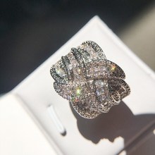 2018 Fashion Big Silver CZ Zircon Stone Rings for Women Wedding Engagement Jewelry 2024 - buy cheap