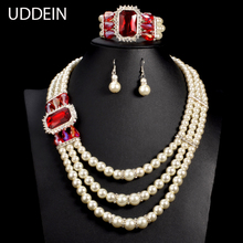 UDDEIN Nigerian Wedding Indian Jewelry Bracelet Necklace Earring Set Simulated Pearl statement chokers African Beads Jewelry Set 2024 - buy cheap