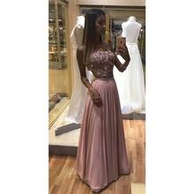 Gorgeous Prom Dress Long Elegant Two Piece Chiffon 3D Flowers Appliques Sexy Backless Women Formal Floor Length Evening Dresses 2024 - buy cheap