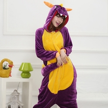 Kigurumi-Conjunto de pijama de dinosaurio púrpura para hombre y mujer, ropa de dormir para adultos, con cremallera, de invierno, Unisex 2024 - compra barato